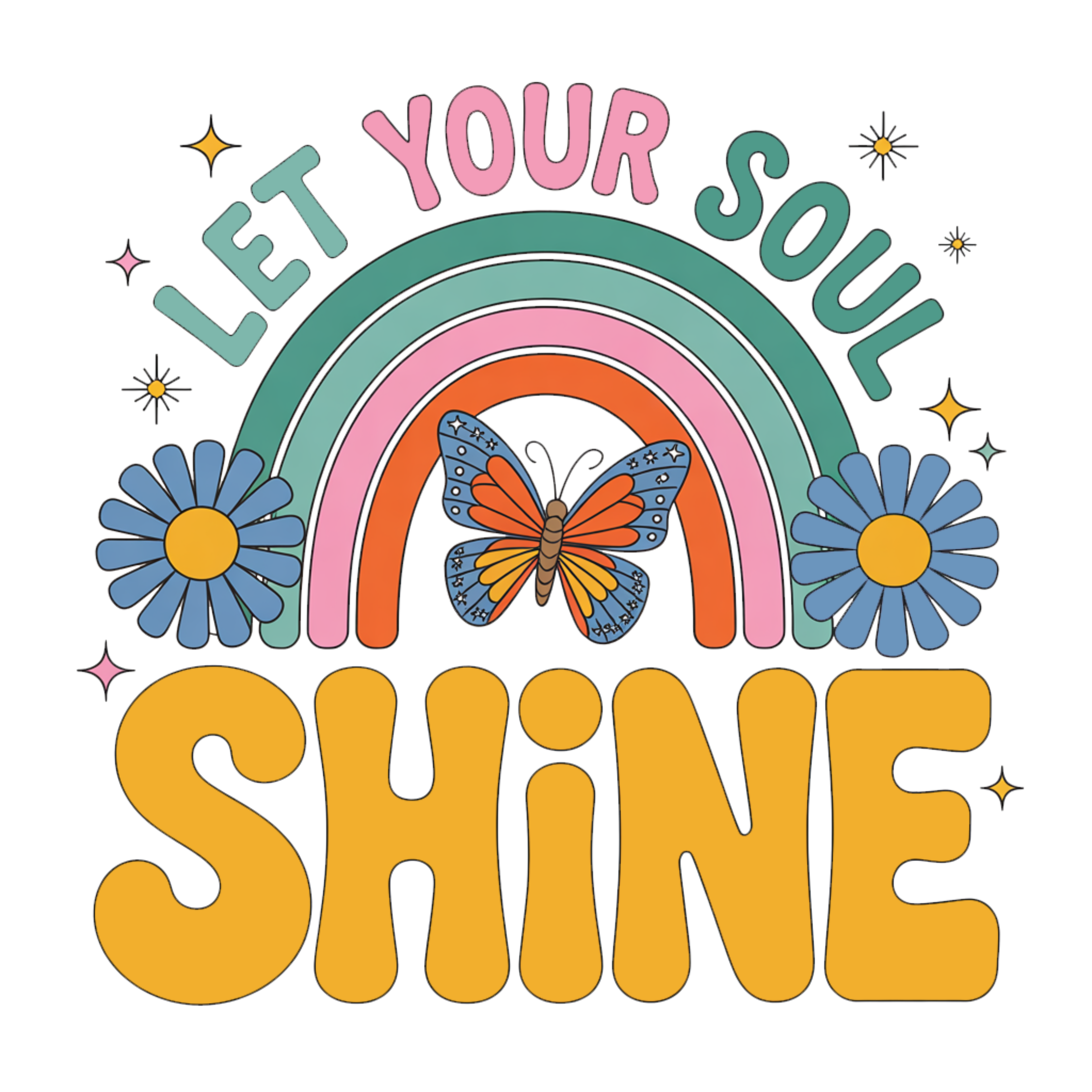 Let Your Soul Shine – Retro Rainbow DTF Transfer (DTF TRANSFER)