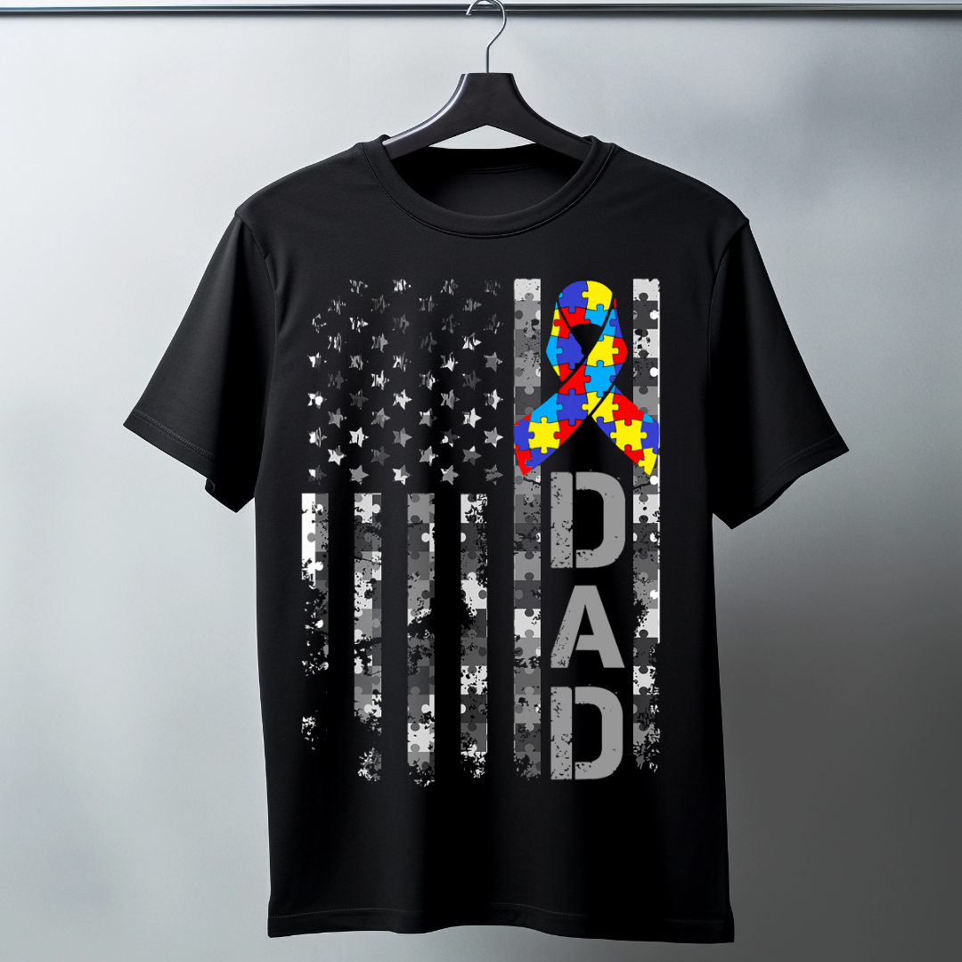 Autism Awareness Dad Flag DTF Transfer (DTF TRANSFER)